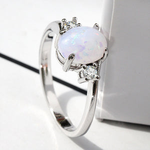 Oval Cut Opal Diamond Ring Birthday Gift