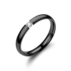 Men Women Stainless Steel CZ Ring Wedding Rings