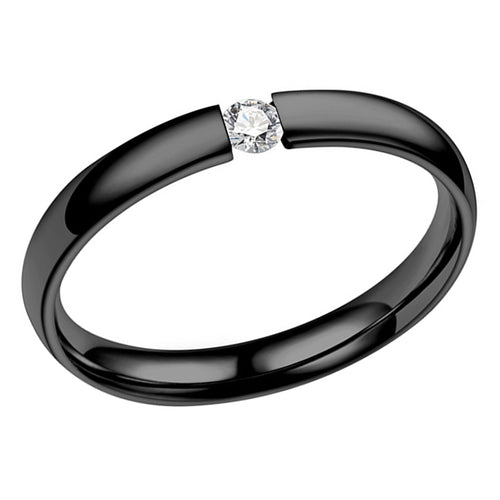 Men Women Stainless Steel CZ Ring Wedding Rings