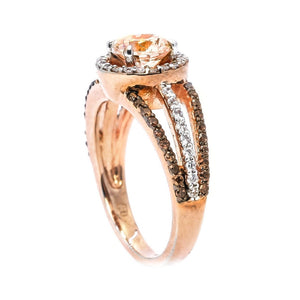 Luxury Exquisite Rose Gold Gemstone Diamond Charm Crystal Bride Princess Ring