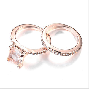 Exquisite 18K Rose Gold Floral Rings New Year Anniversary Proposal Gift Clear