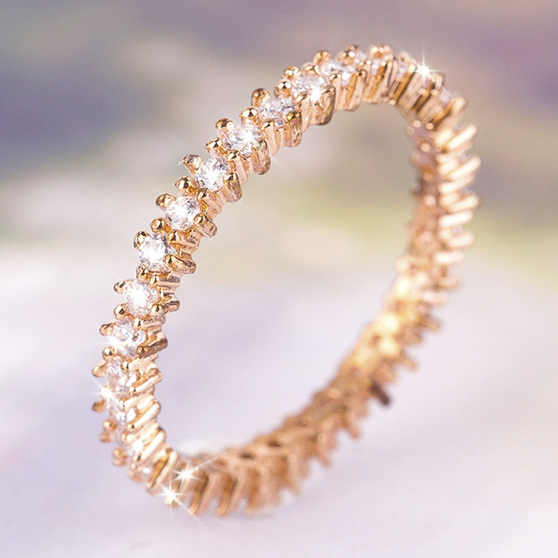 Fashion Lady Korea Rose Gold Micropave Zircon Engagement Ring