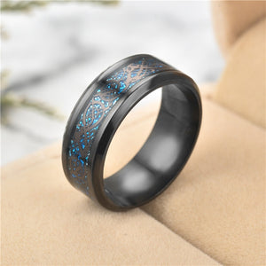 Fashion Carbon Ring Men'S Ring Stainless Steel Domineering Ring