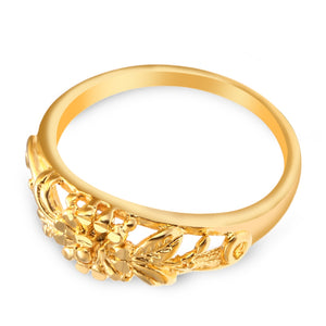 18K Electroplate Gold Color Flower Ring for Women