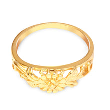 18K Electroplate Gold Color Flower Ring for Women