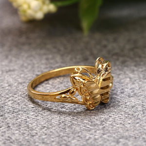 18K Electroplate Gold Color Butterfly Ring for Women