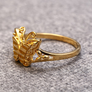 18K Electroplate Gold Color Butterfly Ring for Women