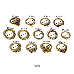 13pcs Retro Engraving Finger Ring