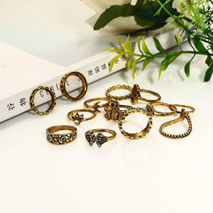 13pcs Retro Engraving Finger Ring