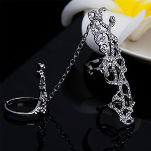 One-Piece Personality Rose Rhinestones Diamond Studded Adjustable Ring