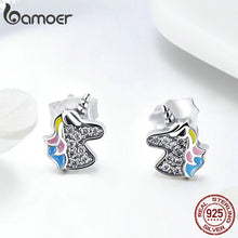 bamoer 925 Sterling Silver Dazzling Licorne Memory Stud Earrings Silver for Women & Girls Sterling-Silver-Jewelry SCE426